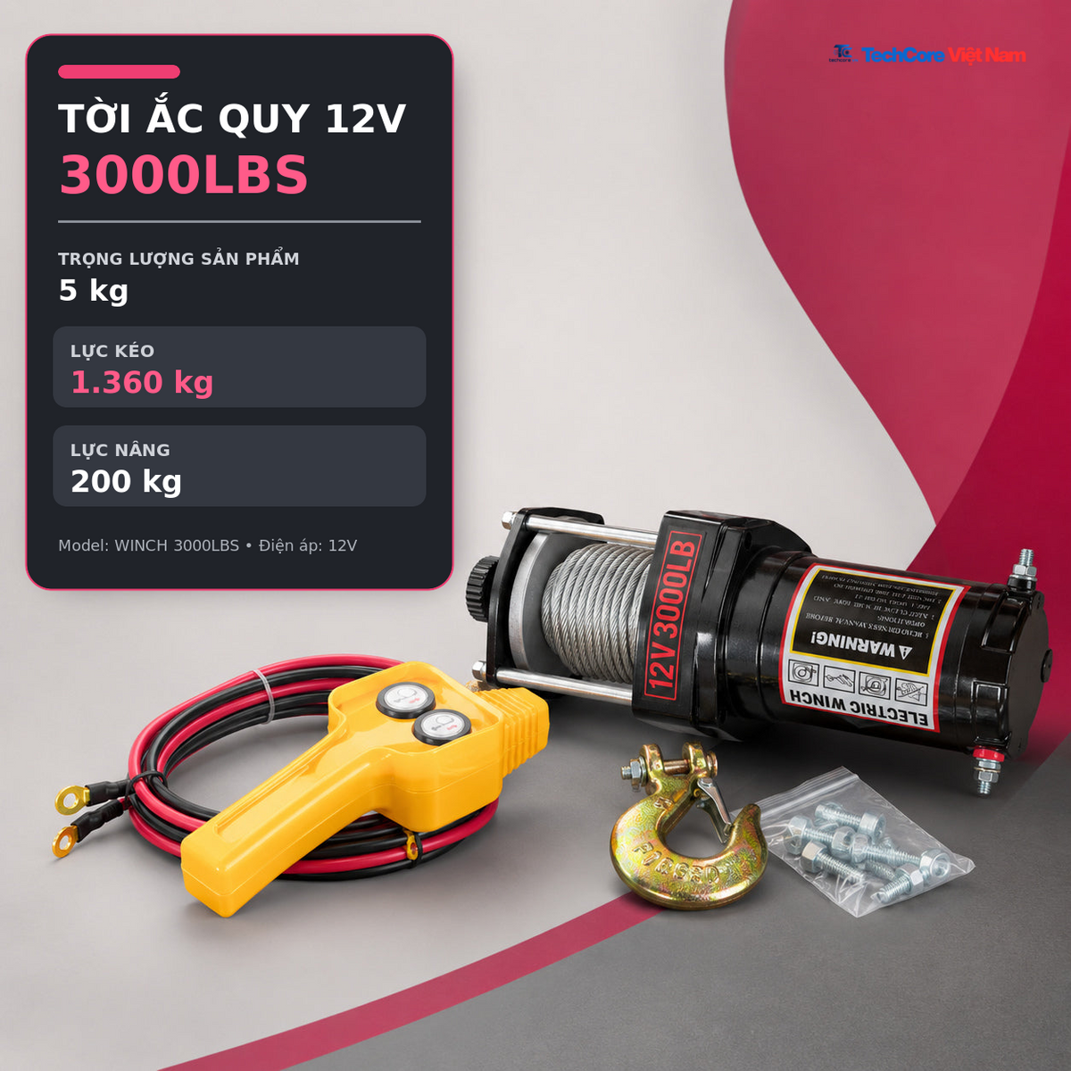 Tời Điện sử dụng bình ắc quy 12V – Điện 24V- Khiển Xa – ảnh 21