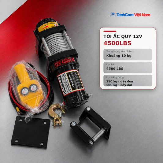 Tời Điện Ắc Quy 12V 4500LBS, Lực Kéo 2 Tấn Cho Xe Bán Tải – ảnh 1
