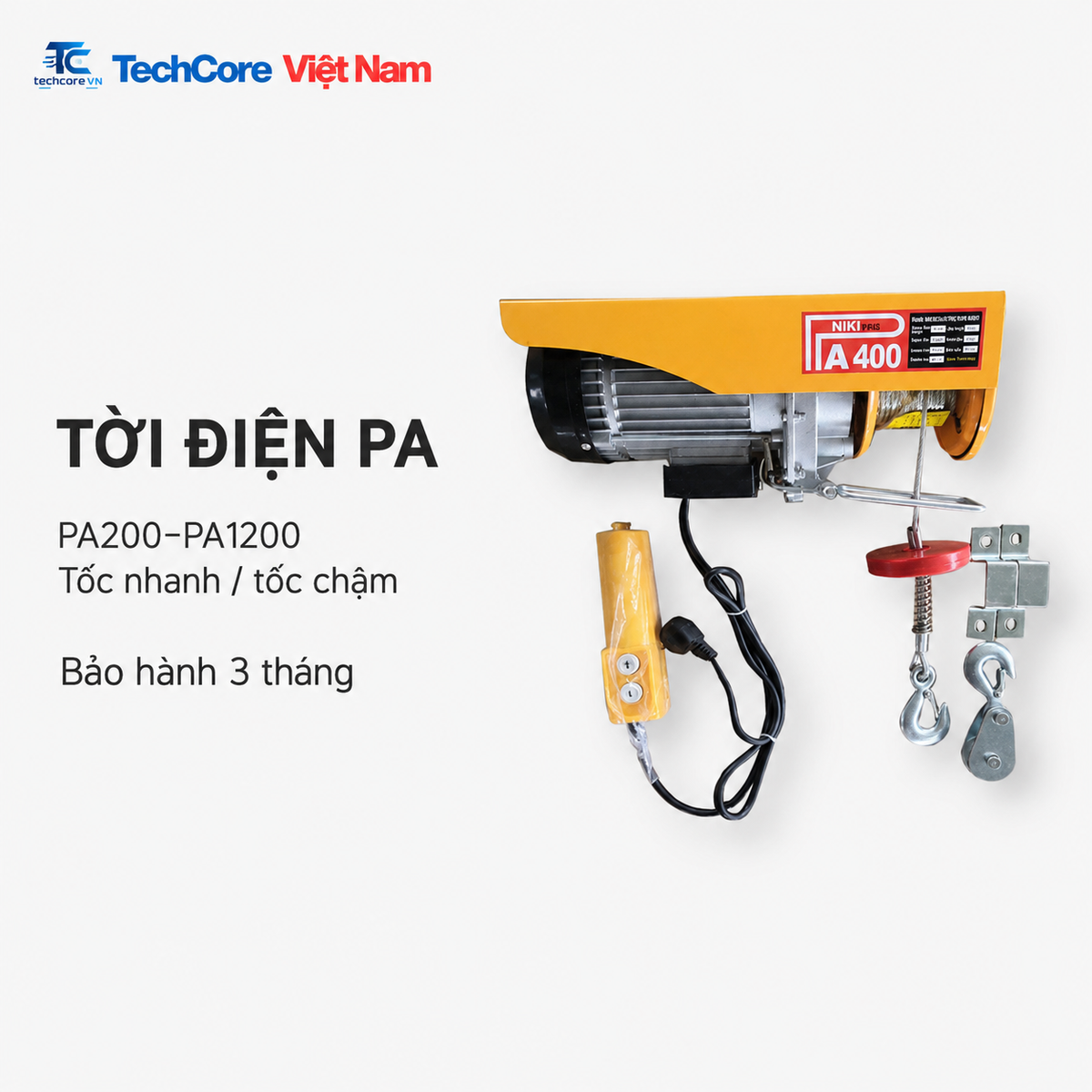 Tời điện PA tốc nhanh tốc chậm PA200 đến PA1200 TechCore Việt Nam