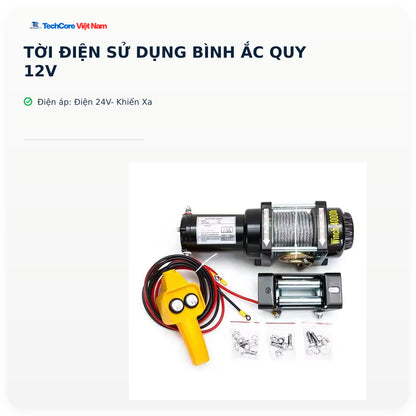 Tời Điện sử dụng bình ắc quy 12V – Điện 24V- Khiển Xa – ảnh chính