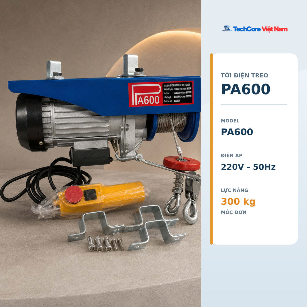 Tời điện PA Tốc nhanh, Tốc chậm đủ tải – PA800 tốc chậm - cáp dài 30M – ảnh 18