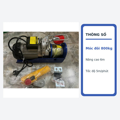 Tời Điện Treo PA800 220V Lõi Đồng, Móc Đôi 800Kg, Cáp 12–20M – ảnh 7