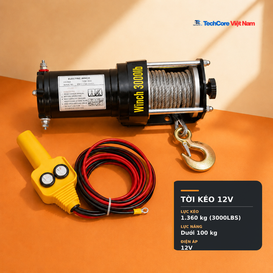 Tời Kéo 12V 3000LBS Cáp 8M – Sức Kéo Khoảng 1,36 Tấn – ảnh 1