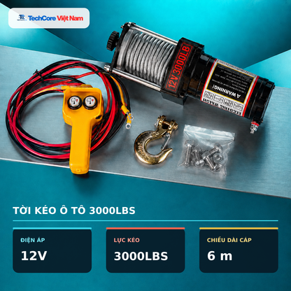 Tời Kéo Ô Tô 12V 3000LBS – Tải Kéo Khoảng 1,3 Tấn – ảnh 1