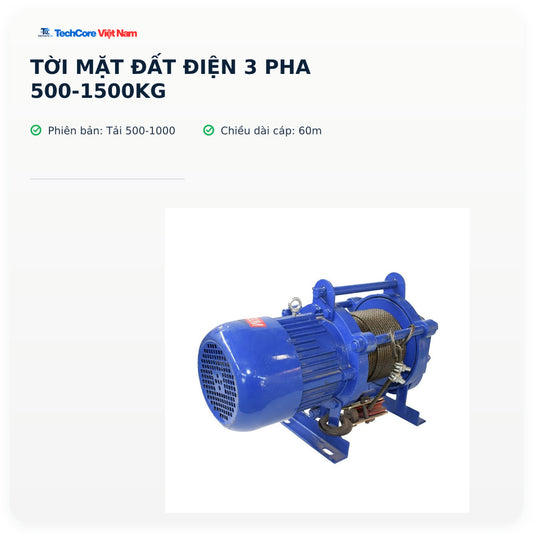 Tời mặt đất điện 3 pha 500-1500kg – Tải 500-1000 – cáp 60m – ảnh chính