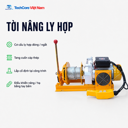 Tời nâng ly hợp dùng cho công trình - TechCore Việt Nam
