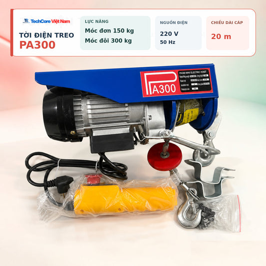 Tời Điện Treo PA300–PA600 220V Lõi Đồng, Cáp 12–20M – ảnh 1