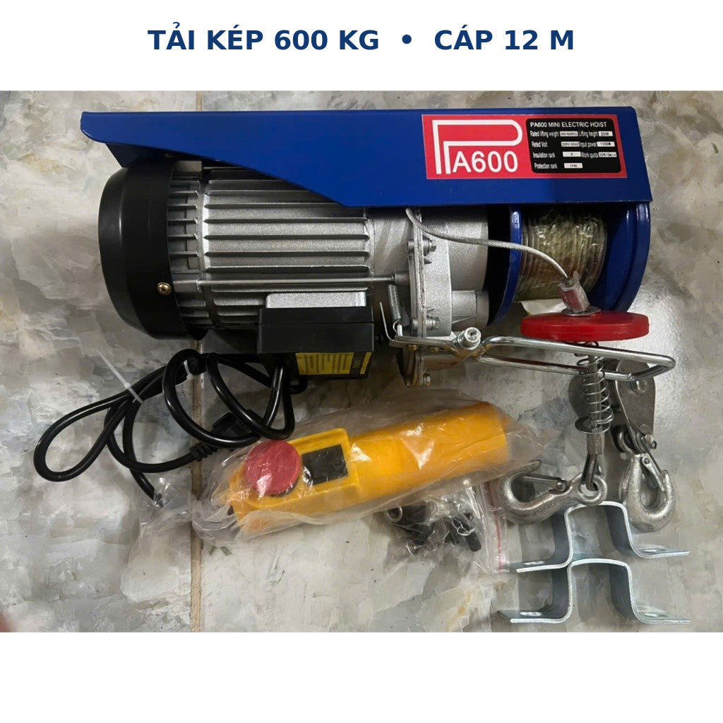 Tời Điện Treo PA600 220V Lõi Đồng, Móc Đôi 600Kg, Cáp 12M – ảnh 4