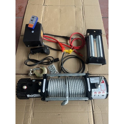 Tời điện 12V Tời Ắc Quy - Tời Cứu Hộ - 12.000Lbs Kéo 5440 Kg