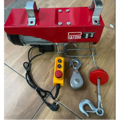 Tời Điện 220v-PA1200 Điều Khiển Từ Xa Tải Trọng 1200kg Cáp Dài 12m -30m Móc Đôi Lõi Đồng