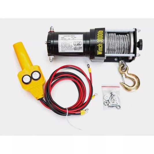 Tời Điện Ắc Quy 12V 3000LBS, Lực Kéo 1.360Kg, Cáp 8M - Techcore Việt Nam