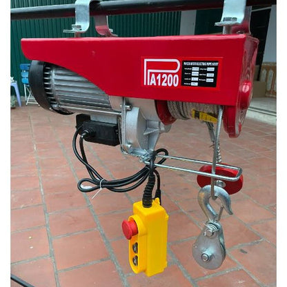 Tời Điện 220v-PA1200 Điều Khiển Từ Xa Tải Trọng 1200kg Cáp Dài 12m -30m Móc Đôi Lõi Đồng