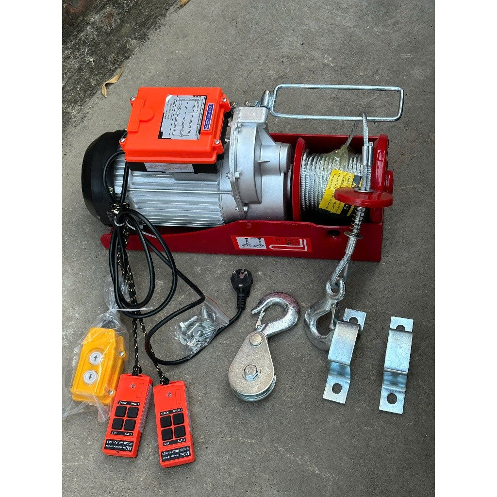 Tời Điện 220v-PA1200 Điều Khiển Từ Xa Tải Trọng 1200kg Cáp Dài 12m -30m Móc Đôi Lõi Đồng