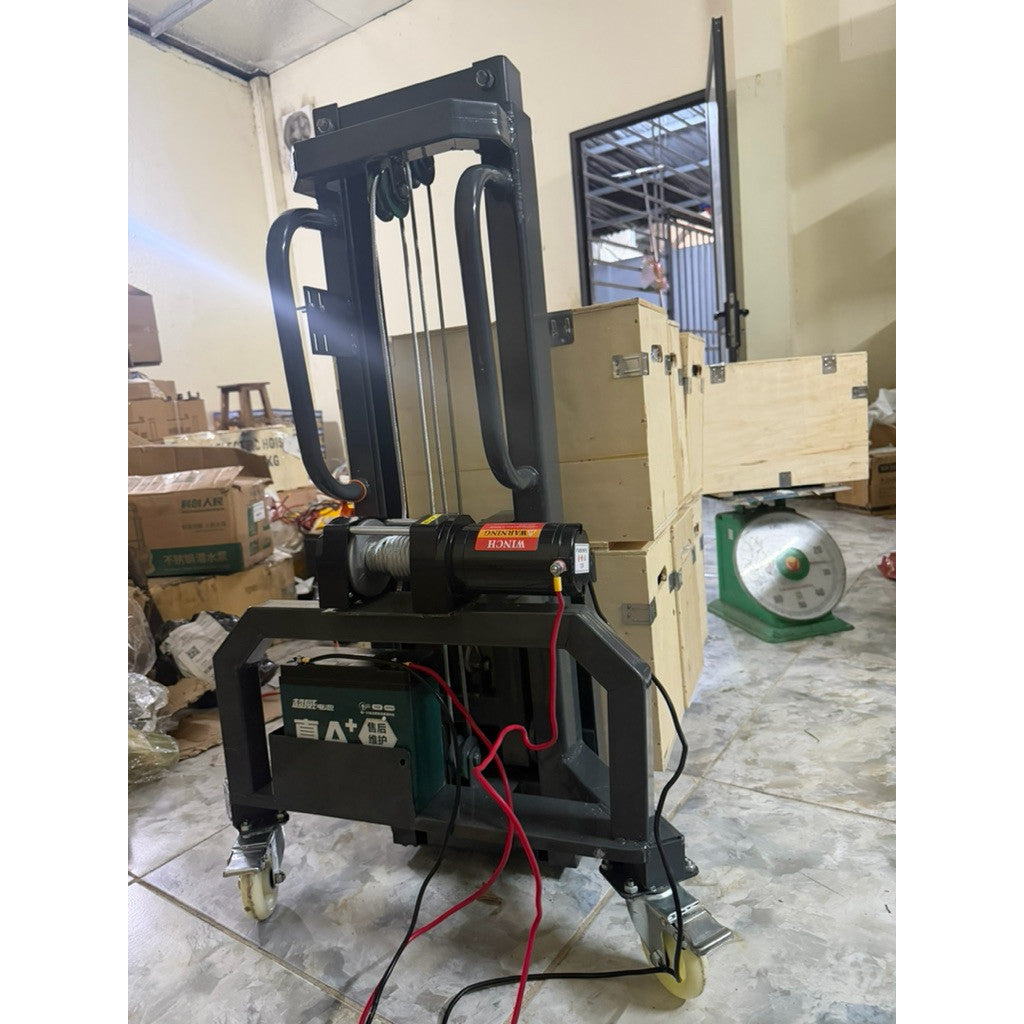 Xe Nâng Hàng 2 Tầng  Tời Điện 12V 3500LB - Bình 20A 1.6M Có Điều Khiển Từ Xa