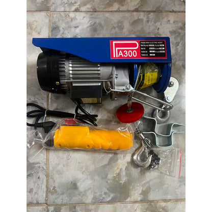 Máy Tời Điện 220v Lõi Đồng, Máy Tời Treo PA300 Móc Đơn 150kg, Móc đôi 300kg Cáp Dài 12, 20 Mét