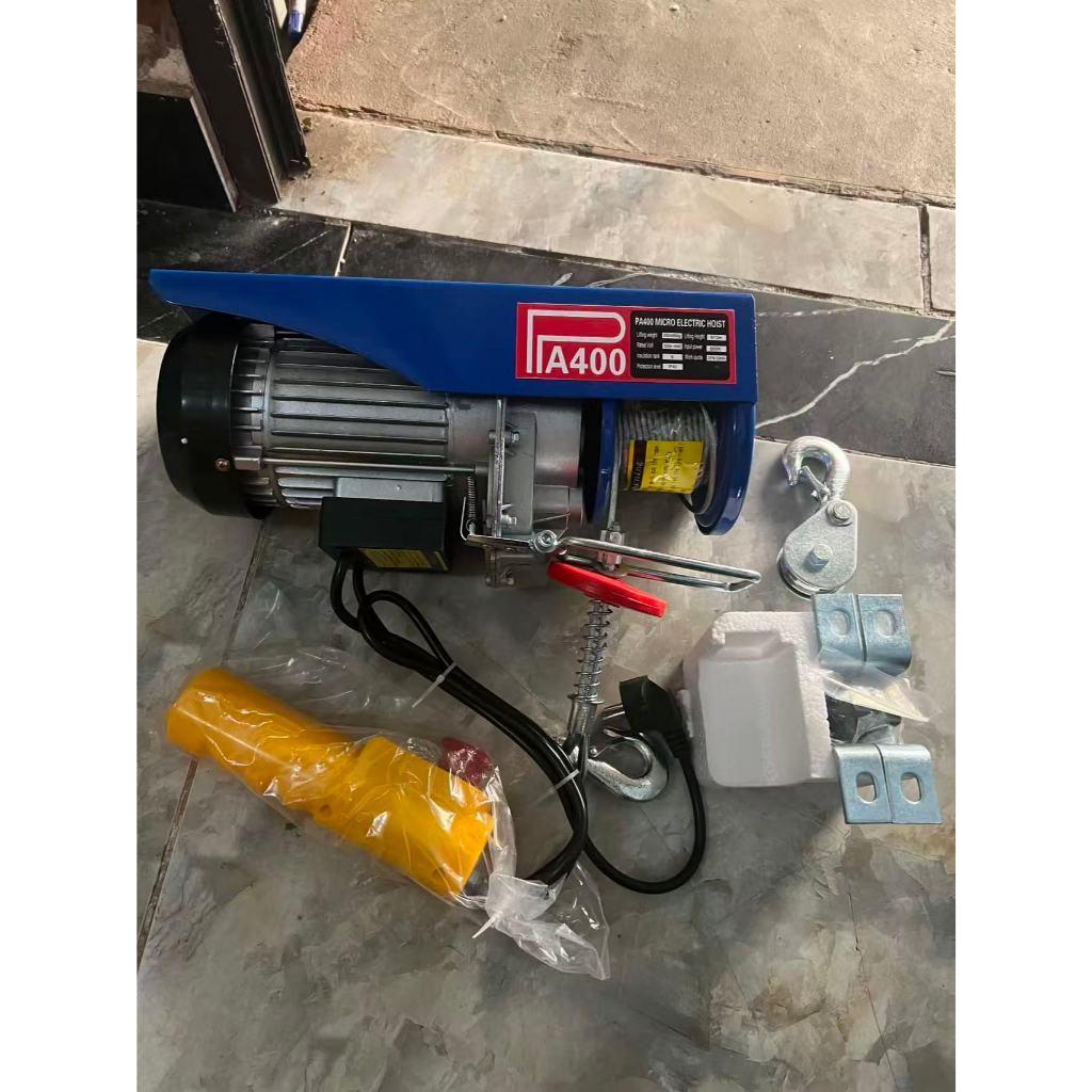 Máy Tời Điện 220V Lõi Đồng PA300, Móc Đơn 150Kg, Móc Đôi 300Kg, Cáp Dài 12M 20M