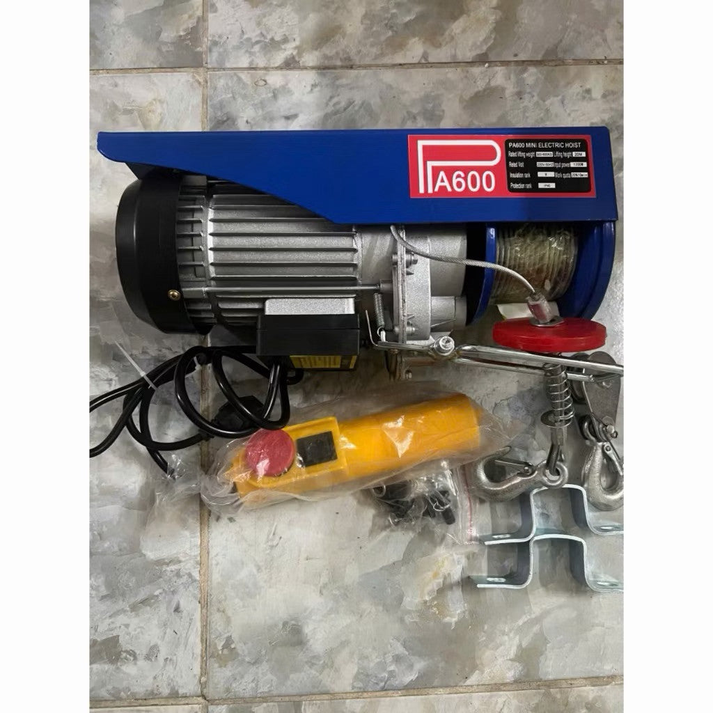 Máy Tời Điện Treo 220V Lõi Đồng PA300 PA400 PA600, Móc Đơn Móc Đôi, Cáp 12M 20M