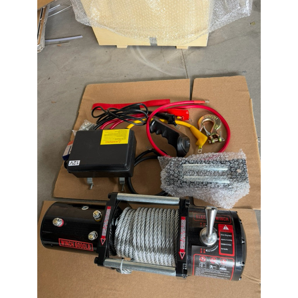 Tời Cứu Hộ 12-24v, Nâng Hạ Hàng Hóa 6000lbs Trọng Tải Kéo 2700kg Cáp 14 Mét Có Điều Khiển Từ Xa