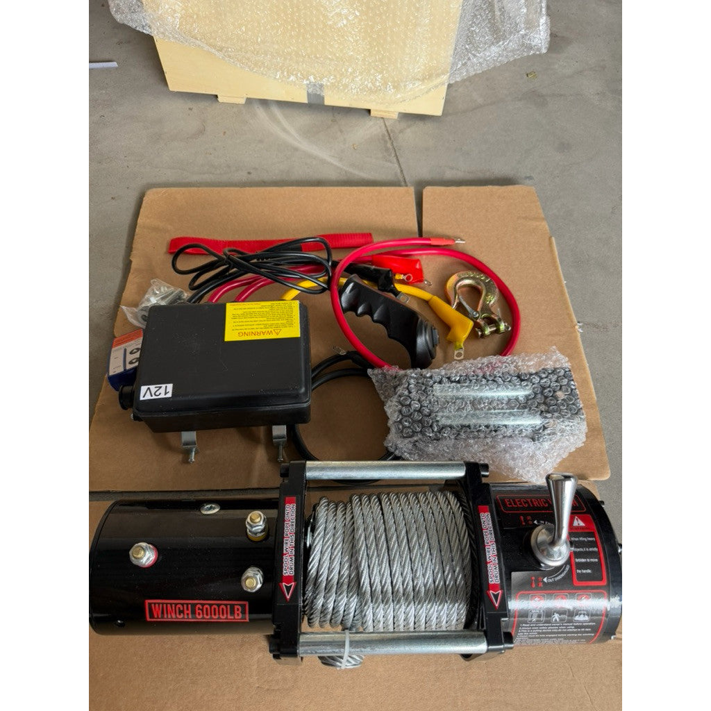 Tời Cứu Hộ 12-24v, Nâng Hạ Hàng Hóa 6000lbs Trọng Tải Kéo 2700kg Cáp 14 Mét Có Điều Khiển Từ Xa