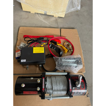 Tời Cứu Hộ 12-24v, Nâng Hạ Hàng Hóa 6000lbs Trọng Tải Kéo 2700kg Cáp 14 Mét Có Điều Khiển Từ Xa