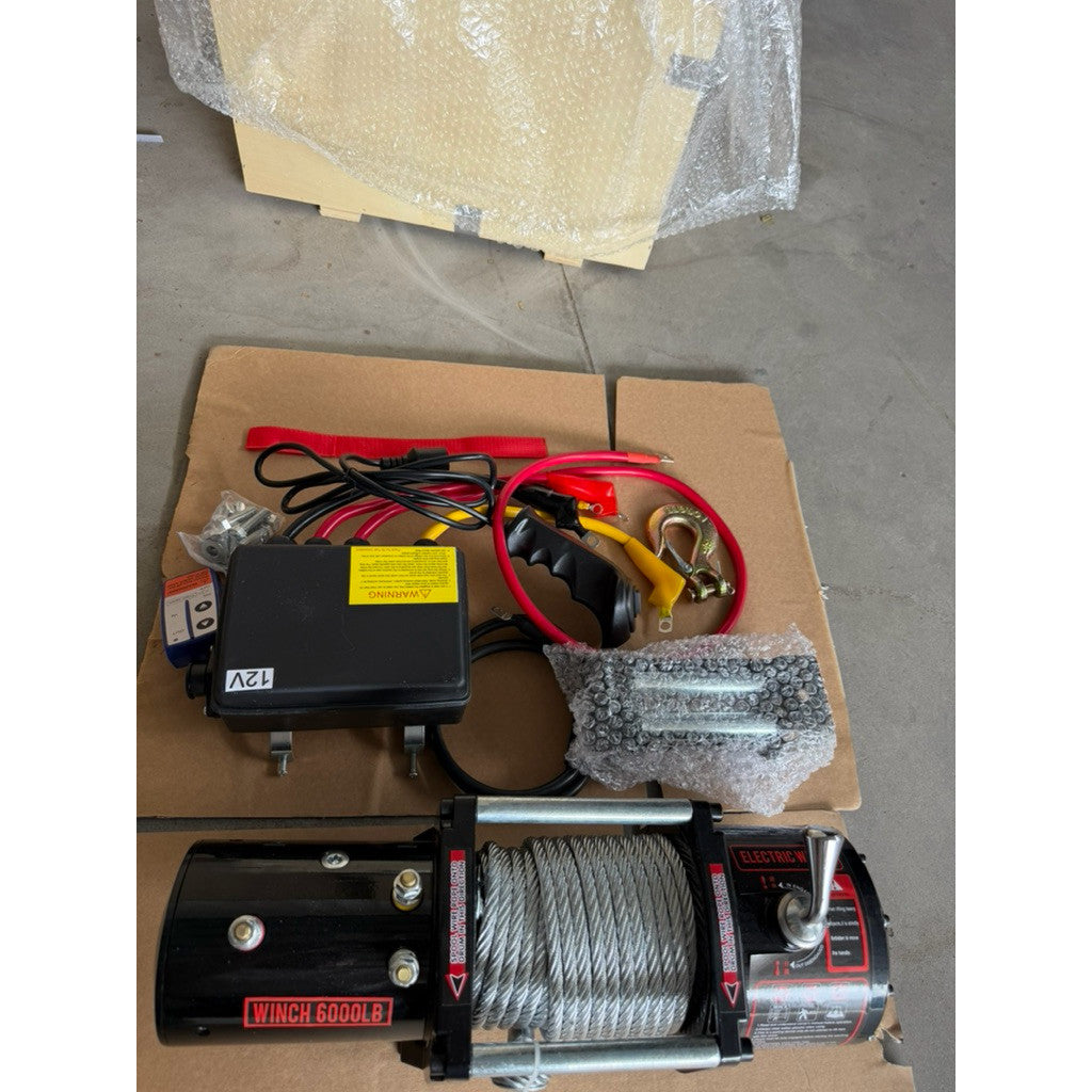 Tời Cứu Hộ 12-24v, Nâng Hạ Hàng Hóa 6000lbs Trọng Tải Kéo 2700kg Cáp 14 Mét Có Điều Khiển Từ Xa
