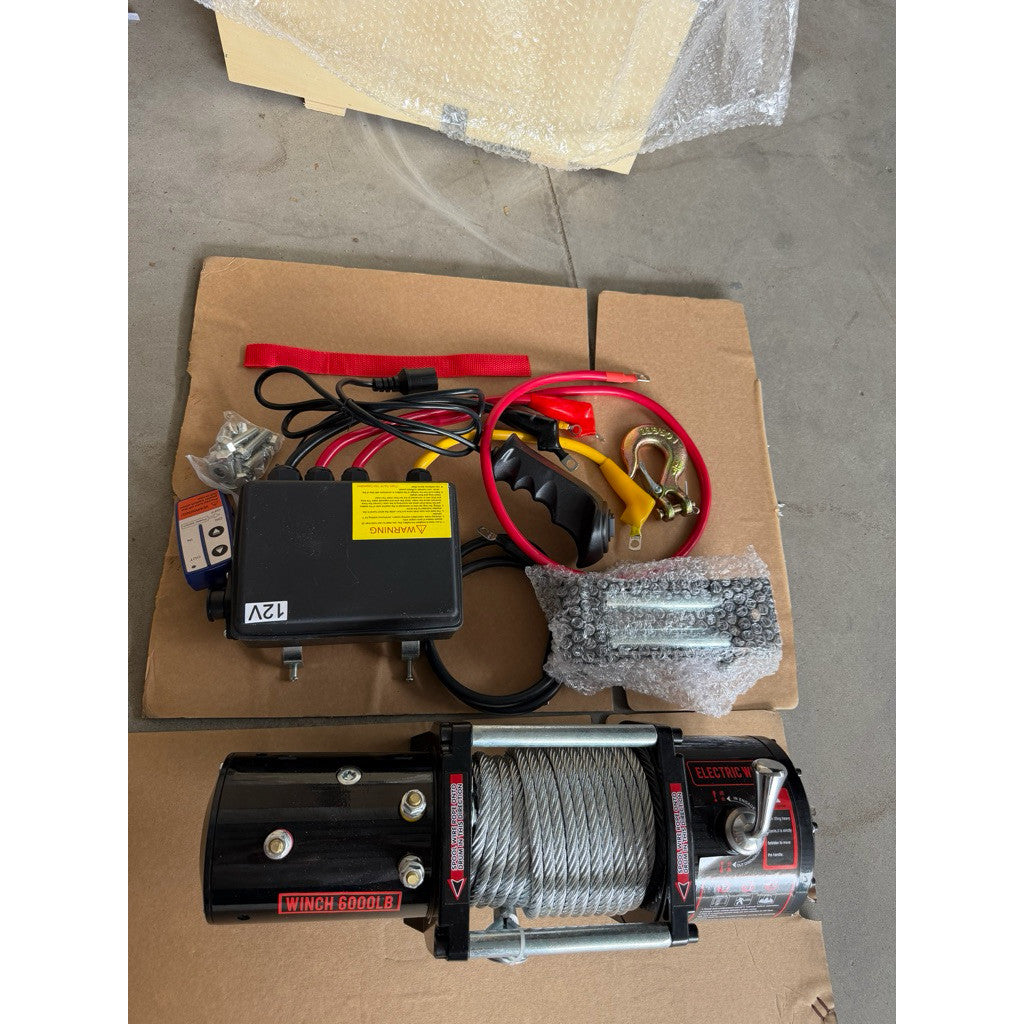 Tời Cứu Hộ 12-24v, Nâng Hạ Hàng Hóa 6000lbs Trọng Tải Kéo 2700kg Cáp 14 Mét Có Điều Khiển Từ Xa