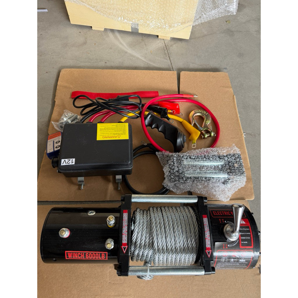Tời Cứu Hộ 12-24v, Nâng Hạ Hàng Hóa 6000lbs Trọng Tải Kéo 2700kg Cáp 14 Mét Có Điều Khiển Từ Xa