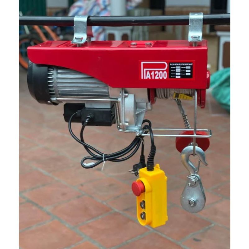 Tời Điện 220v-PA1200 Điều Khiển Từ Xa Tải Trọng 1200kg Cáp Dài 12m -30m Móc Đôi Lõi Đồng
