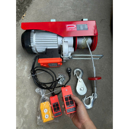 Tời Điện 220v-PA1200 Điều Khiển Từ Xa Tải Trọng 1200kg Cáp Dài 12m -30m Móc Đôi Lõi Đồng
