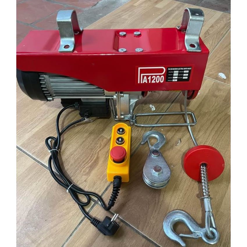 Tời Điện 220v-PA1200 Điều Khiển Từ Xa Tải Trọng 1200kg Cáp Dài 12m -30m Móc Đôi Lõi Đồng