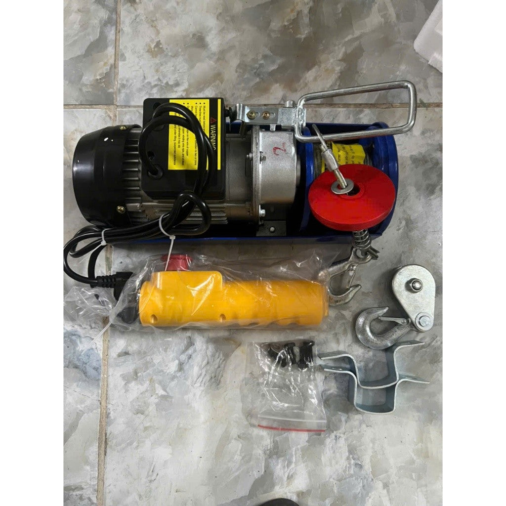 Máy Tời Điện 220V Lõi Đồng PA300, Móc Đơn 150Kg, Móc Đôi 300Kg, Cáp Dài 12M 20M