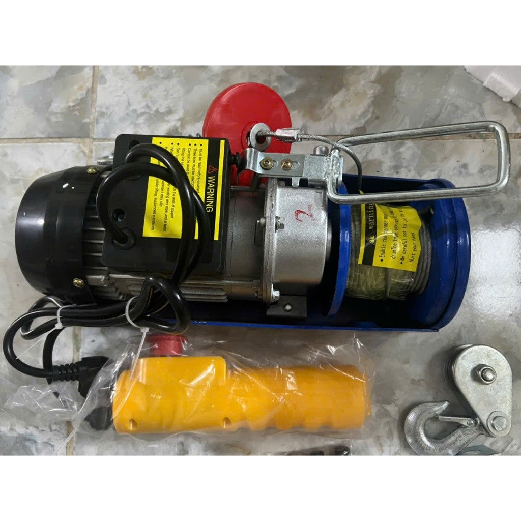 Máy Tời Điện 220V Lõi Đồng PA300, Móc Đơn 150Kg, Móc Đôi 300Kg, Cáp Dài 12M 20M