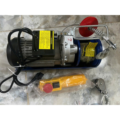 Máy Tời Điện 220v Lõi Đồng, Máy Tời Treo PA600 Móc Đơn 300kg, Móc đôi 600kg Cáp Dài 12, 20 Mét
