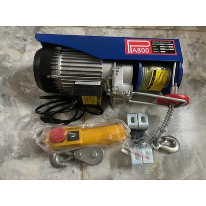 Máy Tời Treo Điện PA800 Lõi Đồng 220V, Cáp Dài 12M 20M, Móc Đơn 400Kg, Móc Đôi 800Kg