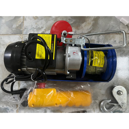 Máy Tời Điện 220v Lõi Đồng, Máy Tời Treo PA300 Móc Đơn 150kg, Móc đôi 300kg Cáp Dài 12, 20 Mét