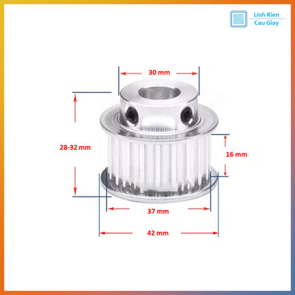 Puly 5M kiểu BF 24 răng rộng 15mm,  lỗ trục 8/10/12/14mm