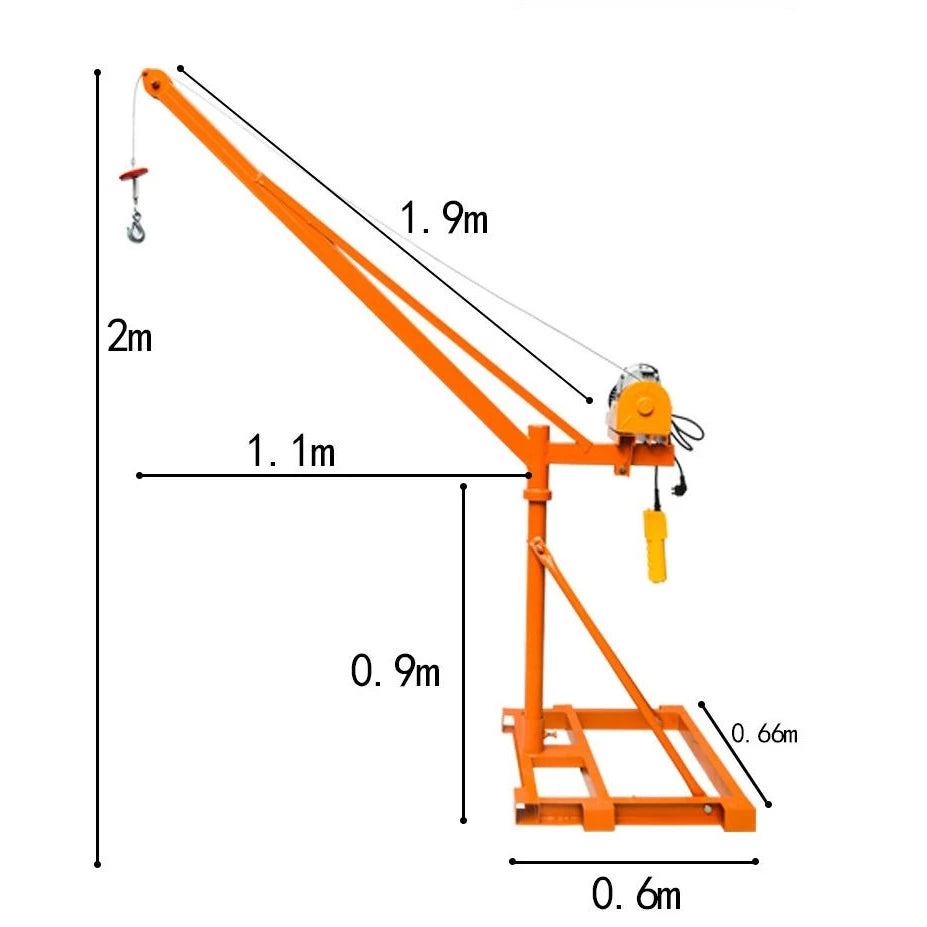 Khung cẩu xoay 360 độ, Tải trọng 500kg, 1 Tấn gắn các loại máy tời xây dựng (chưa kèm tời)
