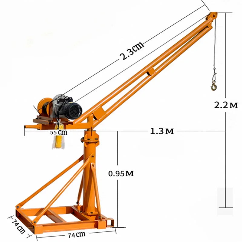 Khung cẩu xoay 360 độ, Tải trọng 500kg, 1 Tấn gắn các loại máy tời xây dựng (chưa kèm tời)