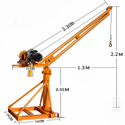 Khung cẩu xoay 360 độ, Tải trọng 500kg, 1 Tấn gắn các loại máy tời xây dựng (chưa kèm tời)