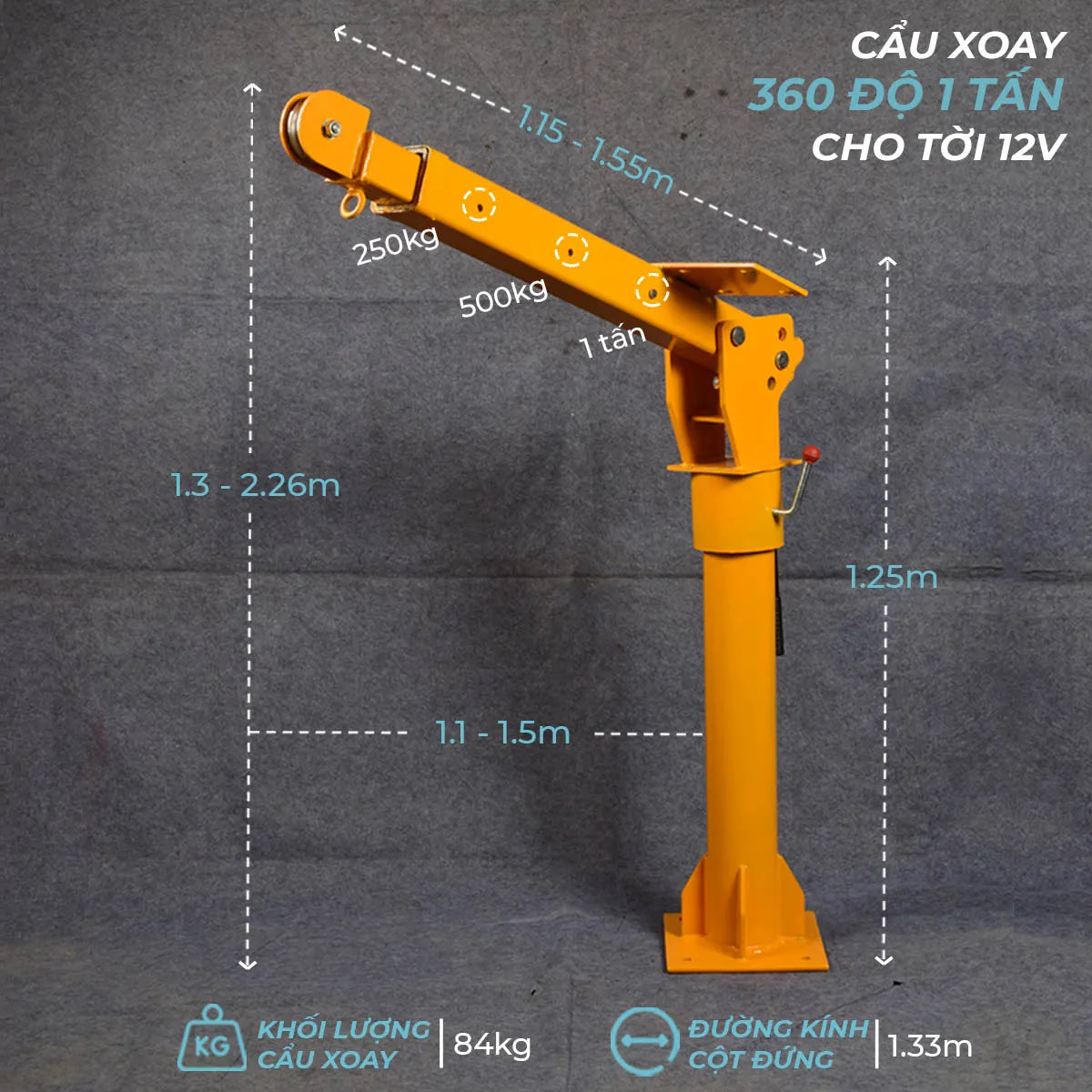 Khung Cẩu Xoay 360 Độ Tải Trọng 500kg Gắn Các Máy Tời