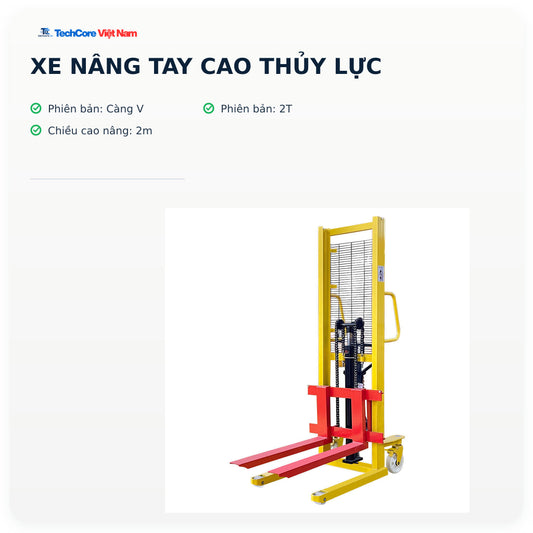 Xe nâng tay cao thủy lực – Càng V 2T x 2m – ảnh chính