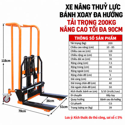 Xe Nâng Đẩy Hàng 200 – 400KG Cao 120CM – ảnh chính