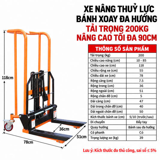 Xe Nâng Đẩy Hàng 200 – 400KG Cao 120CM – ảnh chính