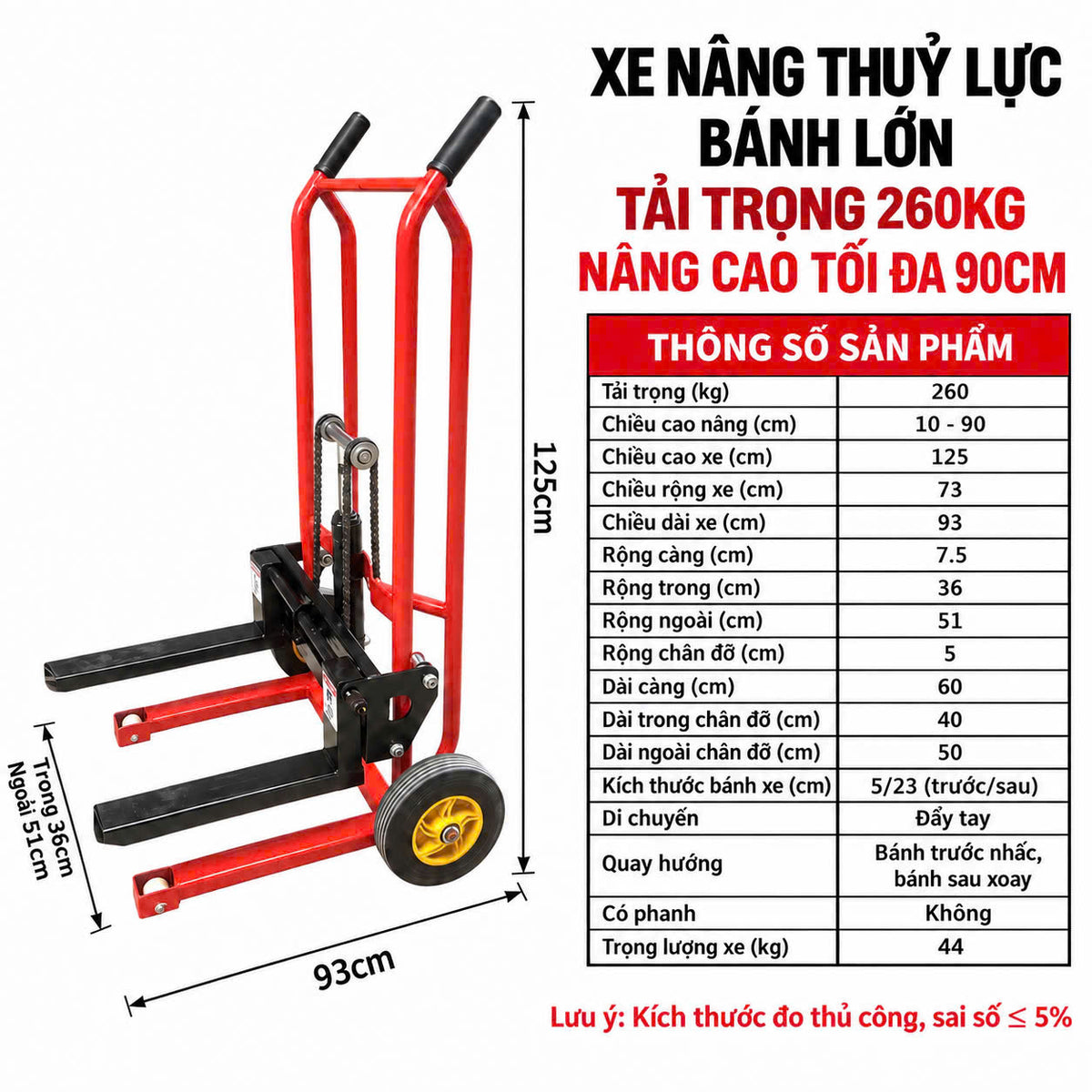 Xe Nâng Đẩy Hàng 200 – 400KG Cao 120CM – ảnh 10
