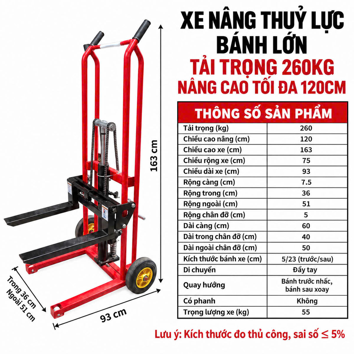 Xe Nâng Đẩy Hàng 200 – 400KG Cao 120CM – ảnh 7